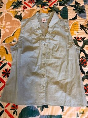 CAbi Sleeveless Button-Front Top in ocean blue
